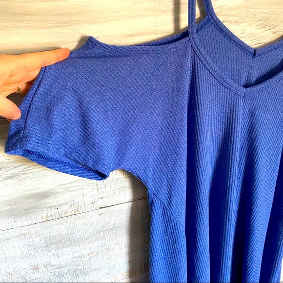 Royal Blue Cold Shoulder Top - Picture 4 of 8